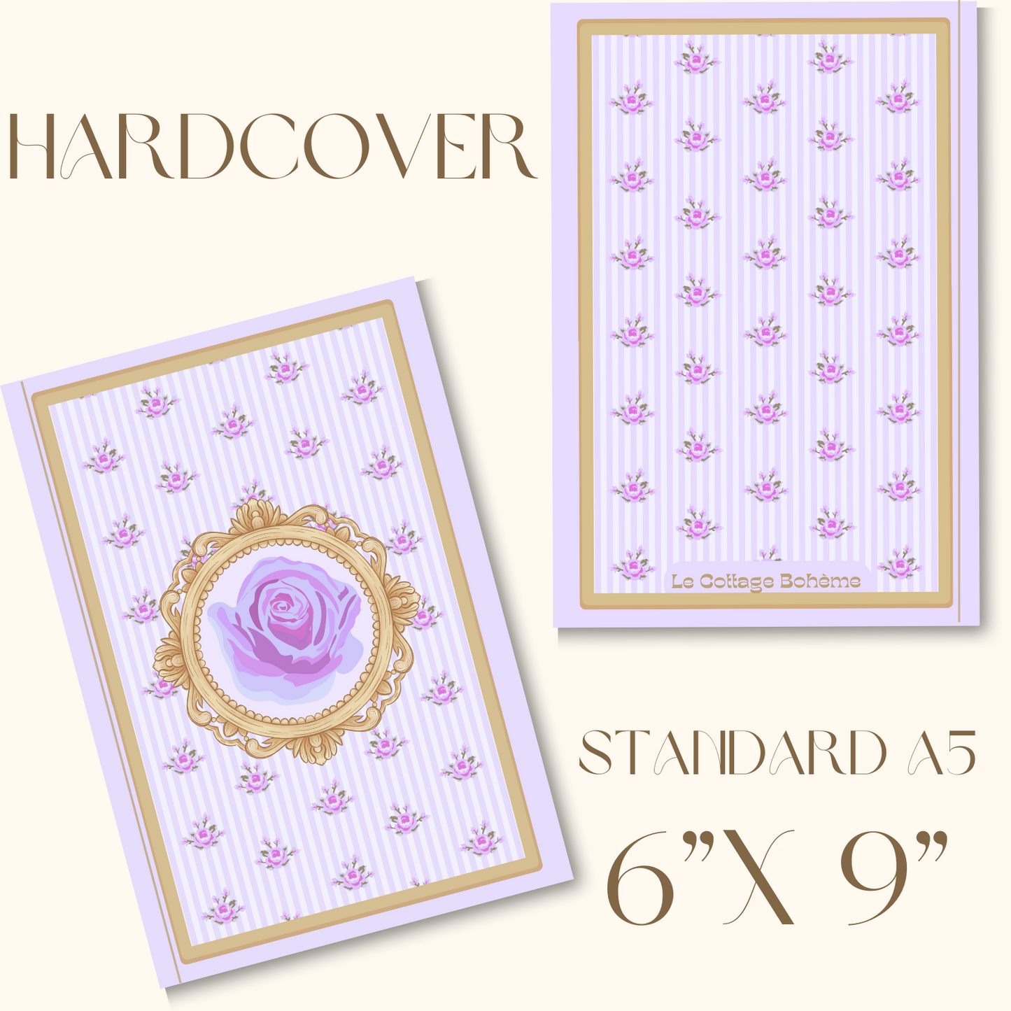 Elegant Floral French Coquette Journal - Purple Hardcover (6x9in)