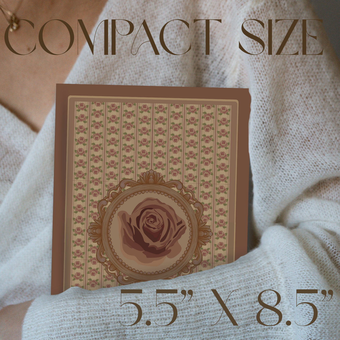 Classic Floral French Coquette Journal - Brown Hardcover (5.5x8.5in)