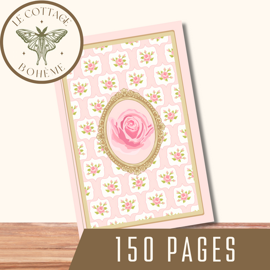 Elegant Floral French Coquette Journal - Pink Hardcover (6x9in)