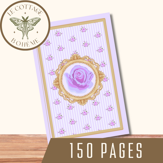 Elegant Floral French Coquette Journal - Purple Hardcover (6x9in)